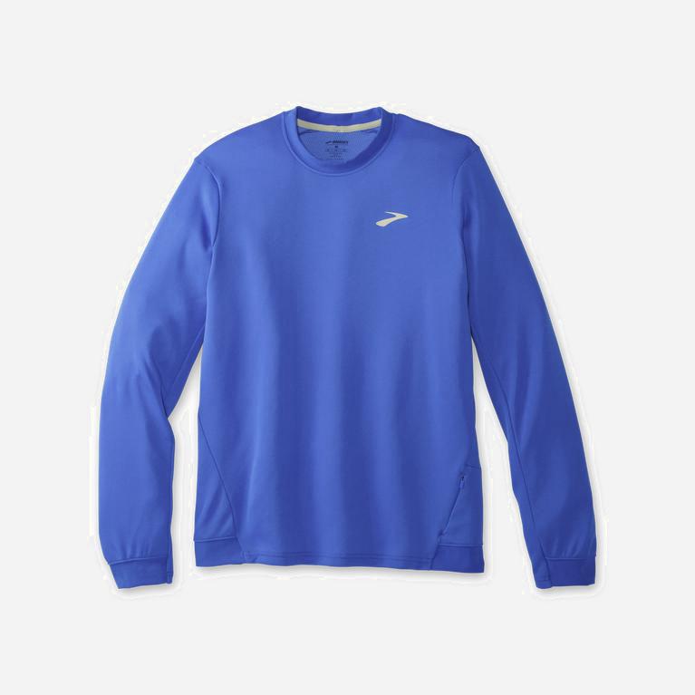 Brooks Run Within Crew Hombre Camisetas Manga Larga - Azules (1768YEBZS)